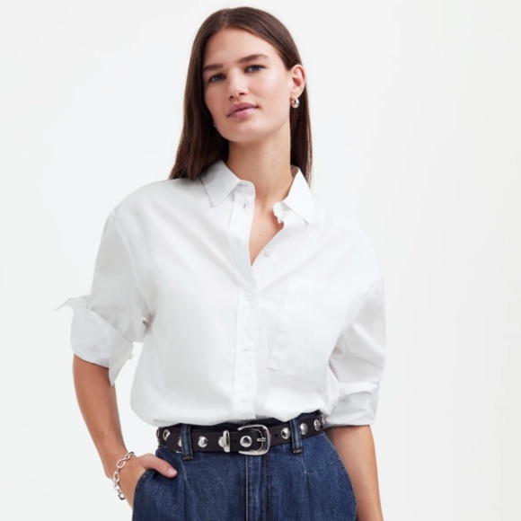 Madewell Tops - Madewell Relaxed Button-Up Shirt • size large • NWT • NS331 • white